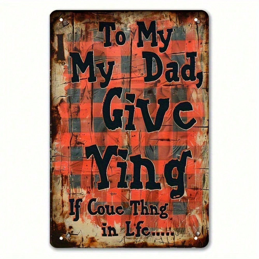 CIFbuy Dad Plaid Metal Wall Sign 8x12 Presente Rústico
