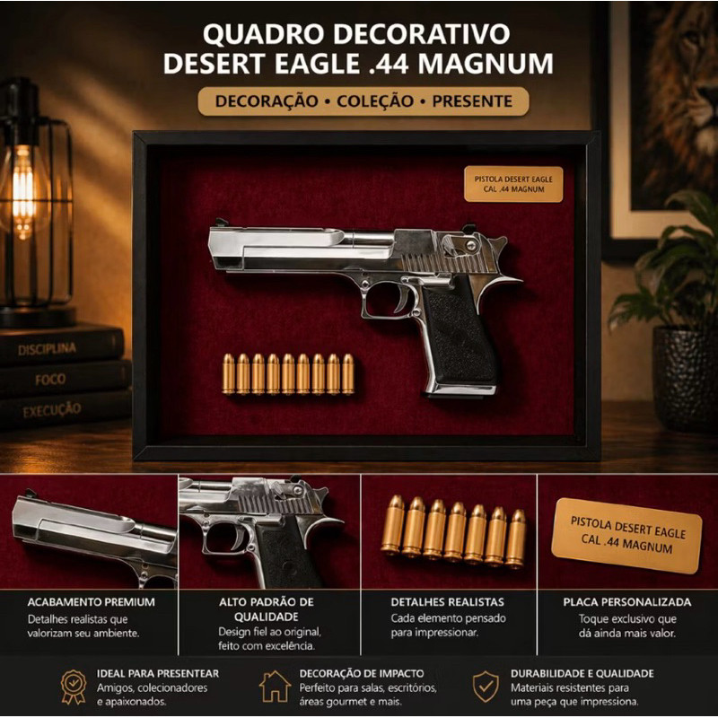 Quadro Decorativo Pistola desert Eagle Replica
