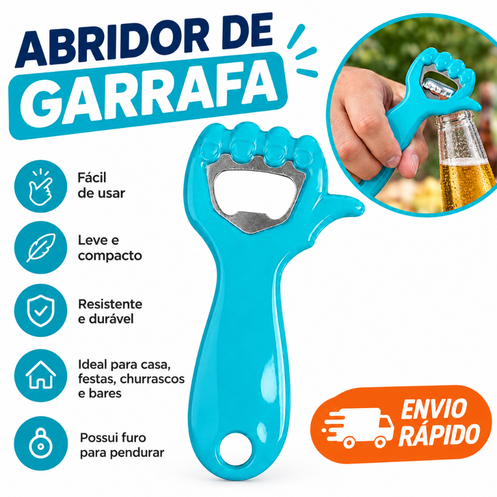 Abridor De Garrafa Manual portátil Resistente Prático Funcional Fácil de Usar - Cozinha Bar Churrasco