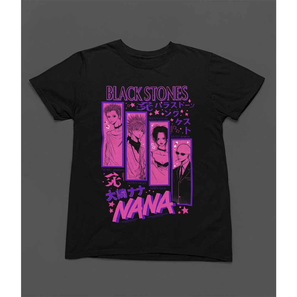 Camiseta Masculina Feminina Nana Black Stones Banda Anime Estampa Rosa Roxa Unissex Envio Imediato