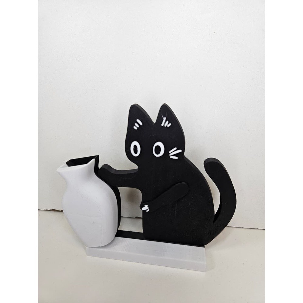 SUPORTE DECORATIVO GATO COM VASO 3D EM PLA ORGANIZADOR MULTIUSO FEITO EM IMPRESSORA 3D