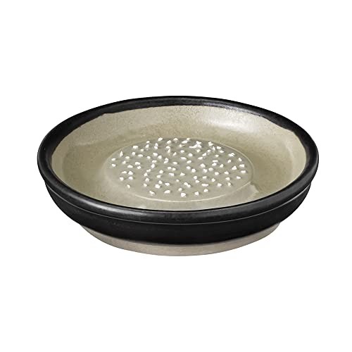 &NE Iwami-yaki Grater Small Size Hare to Ke x Moto-shige Black Diameter 10cm x Height 2cm Grater Made in Japan Ceramic O