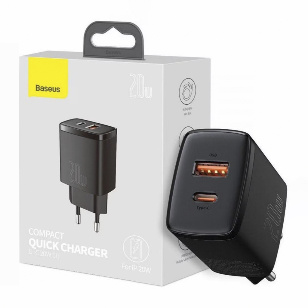 Carregador Baseus 20W Dual Port USB e TIPO C