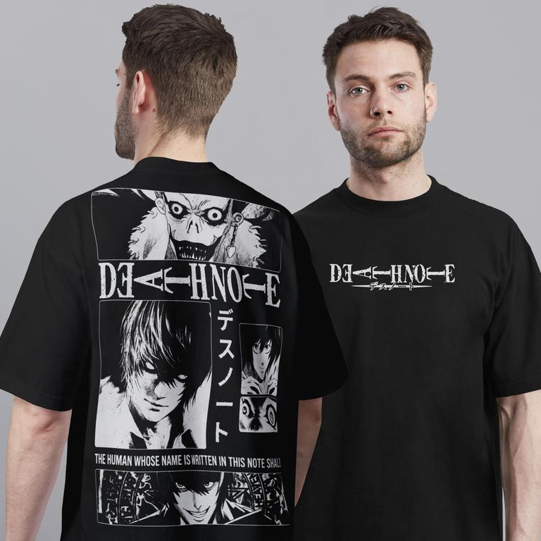 Camiseta Oversized Death Note L Ryuk Anime 100% Algodão Unissex Streetwear Plus Size