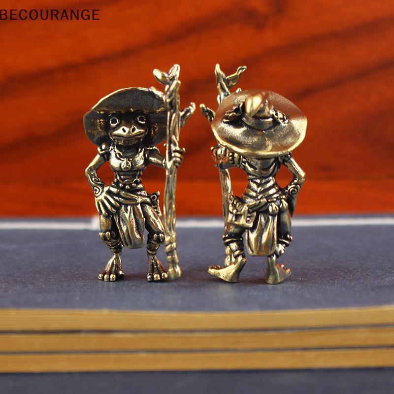 BEC Vintage Latão Sapo Assistente Estátua Ornamento De Mesa Metal Bonito Estatuetas Miniaturas Decoração Para Casa E Esc
