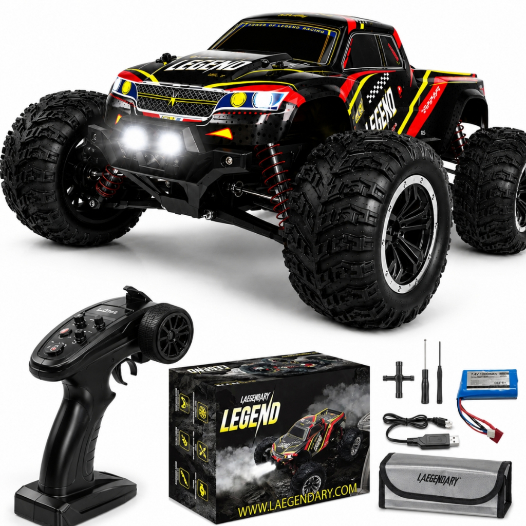 Carrinho Controle Remoto Gigante RTR 1/10 Off-Road Preto ESC 60A Amortecedores Hidráulicos Eixo Metal Presente