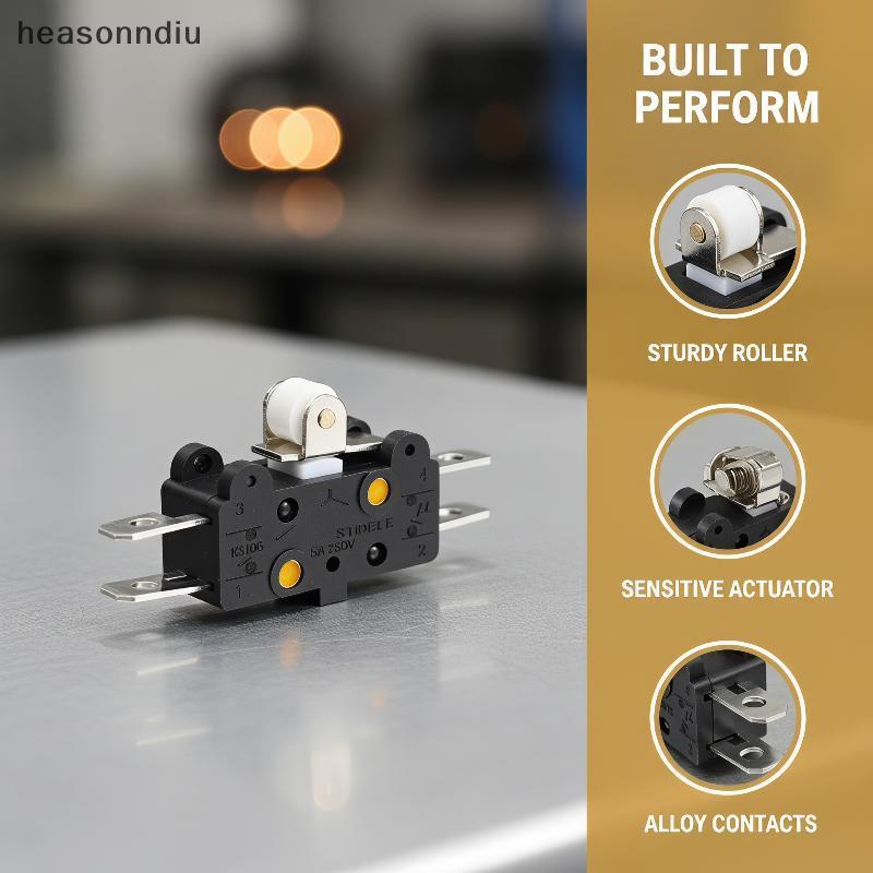 [heasonndiu] 83106 Micro Limit Switch Com Alavanca De Rolo 5A 250V Terminais Duráveis Adequados Para Várias Instalações