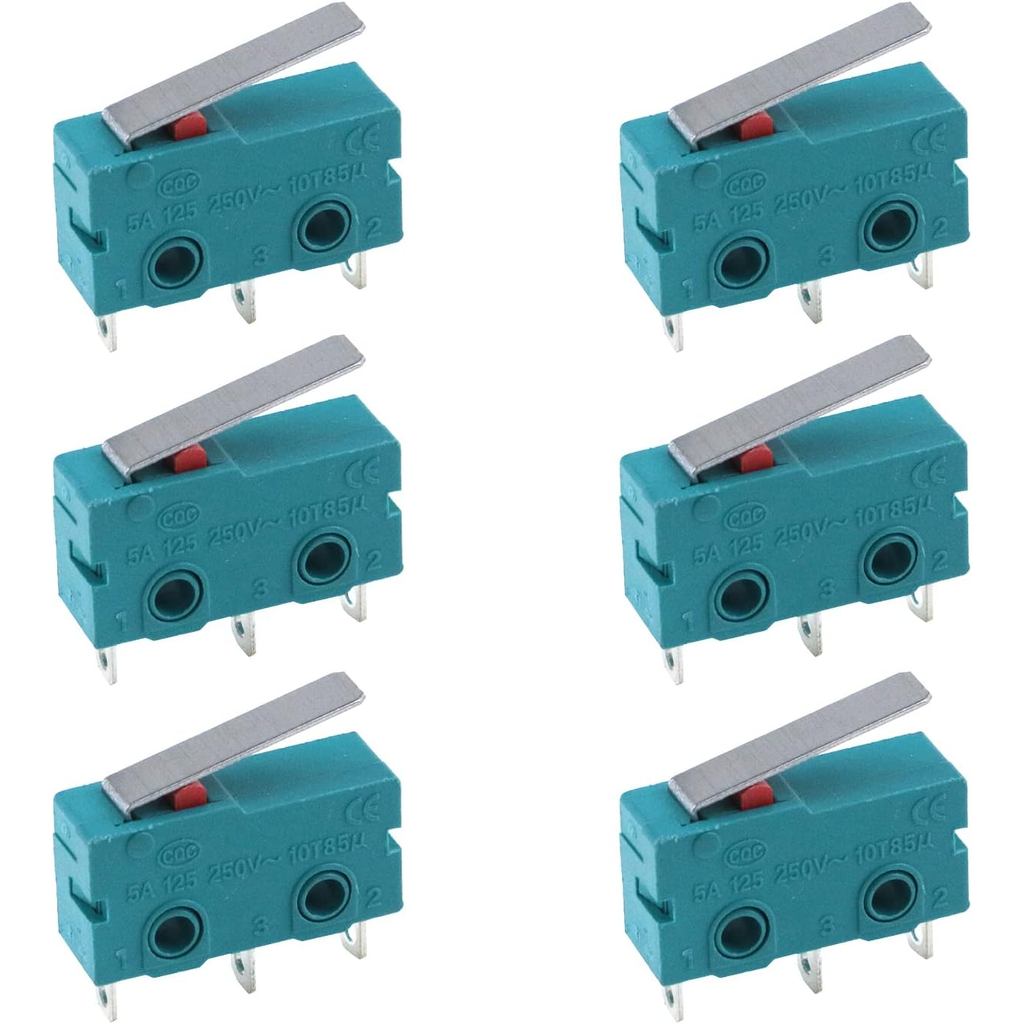Antrader 6PCS KW4-3Z-3 Micro Switch KW4 Limit Switch 3pin 5A 125V Hinge Lever DC N/O N/C Switches para Fresadora CNC
