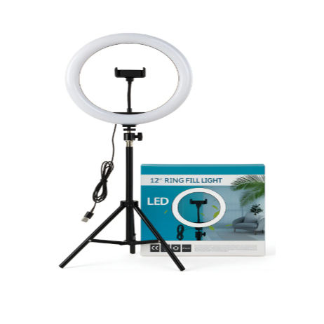 Ringlight Anel De Luz Led 12 Pol 30cm Com Tripé 2,1 Metros 127/220v Preto Branco-frio/quente/neutro
