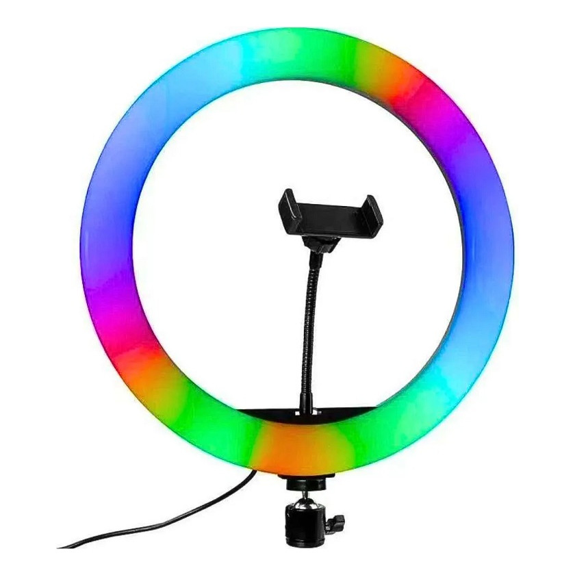 Ring Light 10 Luz Branca E Colorido 8w Com Tripé Bm-l19 Preto Branco E Colorido 5v