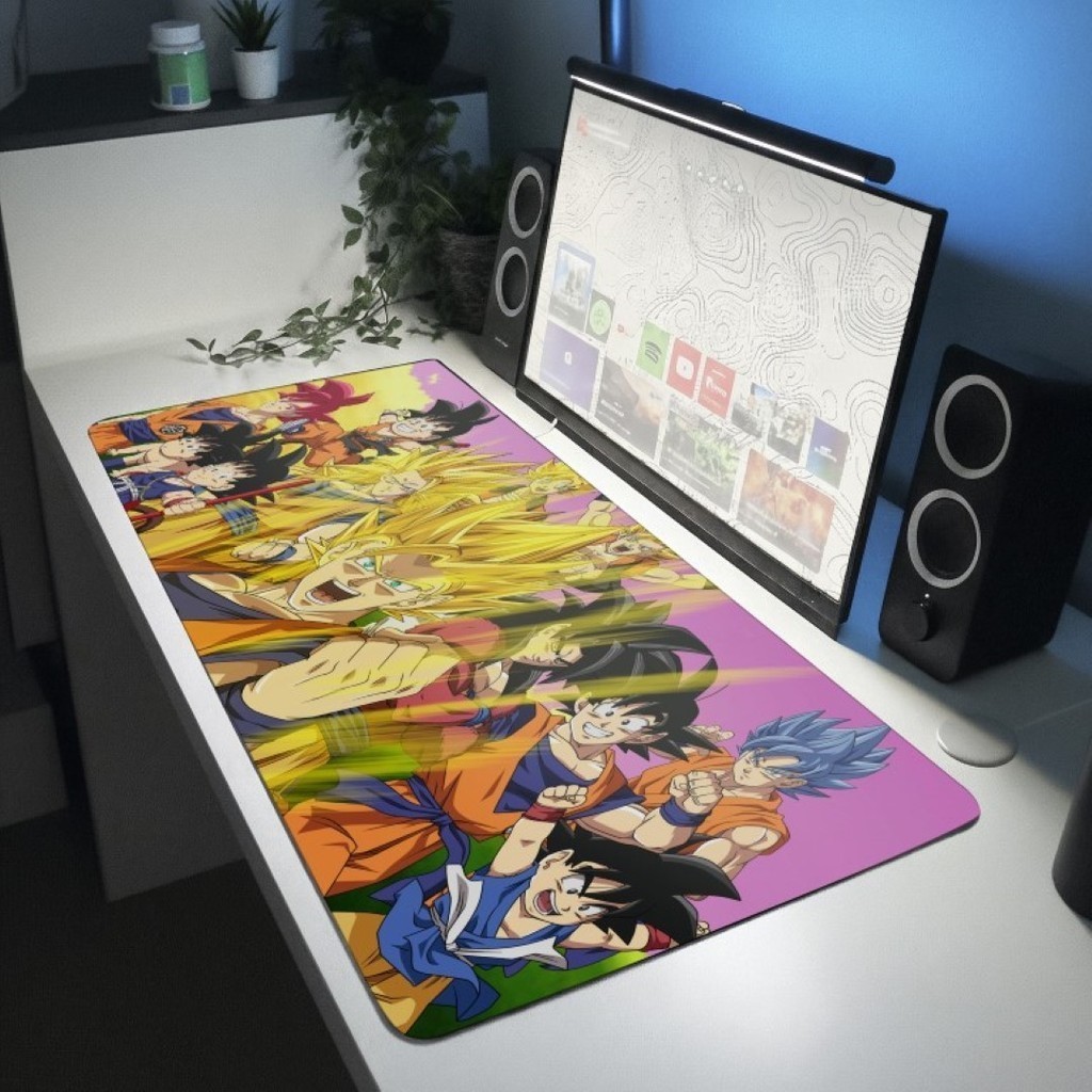 MousePad Grande RGB Dragon Ball Z Goku Super Saiyajin Vegeta Kamehameha Esferas Do Dragão Neoprene