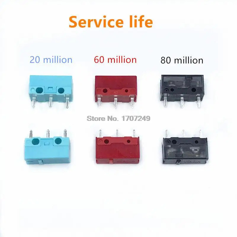 2 Peças Micro Switch Kailh GM2.0 GM4.0 GM8.0, vida útil de 20/60/80 milhões de cliques, Micro Switch para jogos 3Pin usa