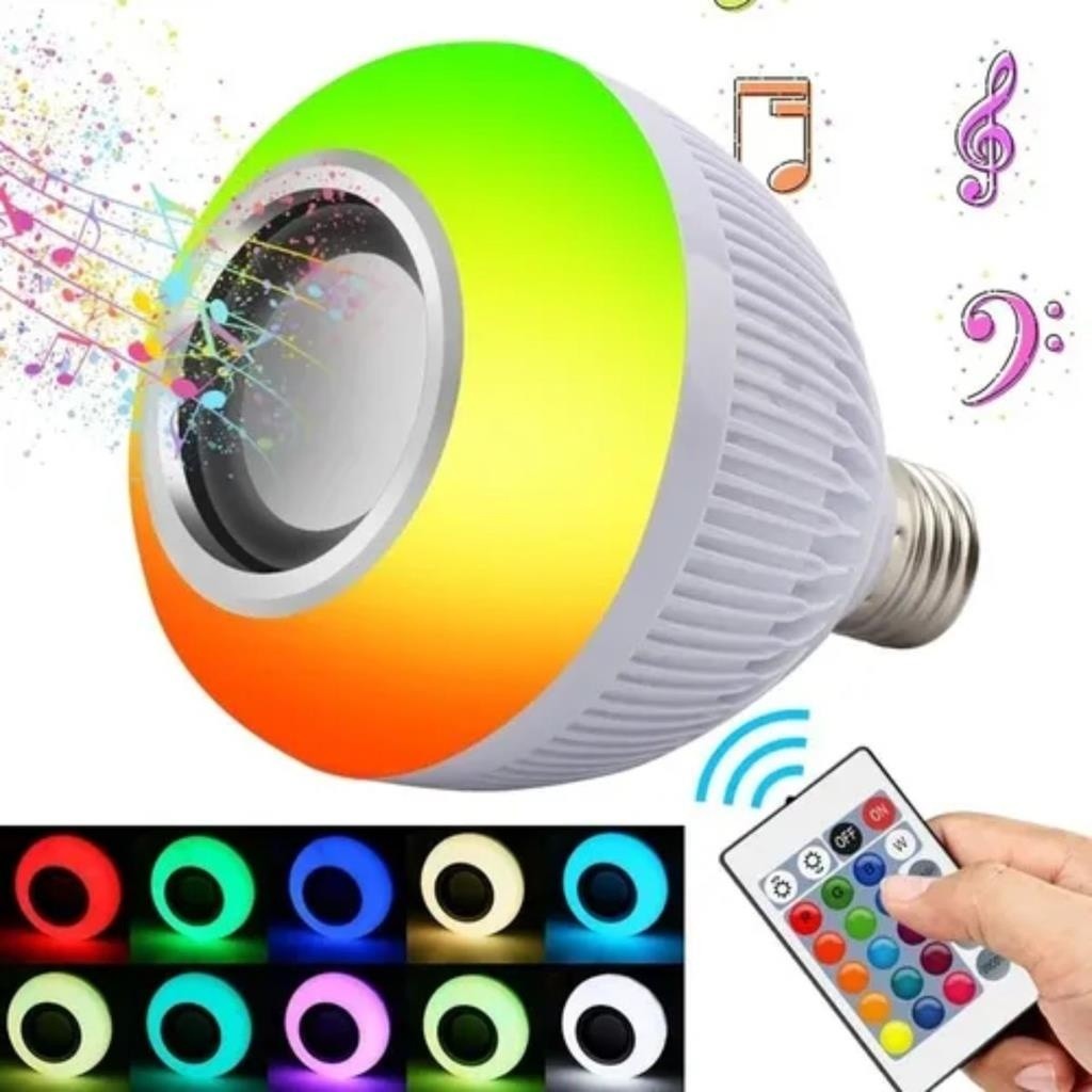 Lampada Bluetooth Luz Led Rgb Musica Caixa Som Festa Musica