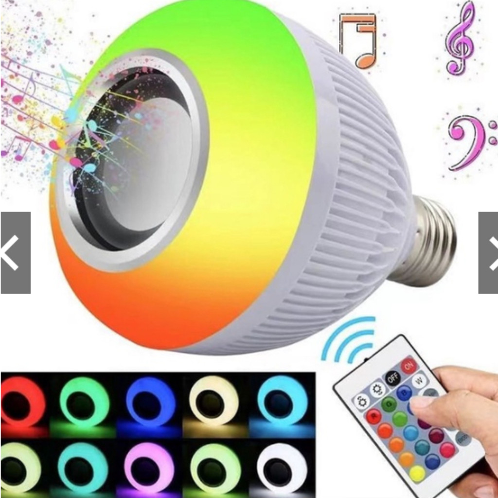 kit com5 Lampadas Bluetooth De Led Caixa De Som C Controle Rgb 12W