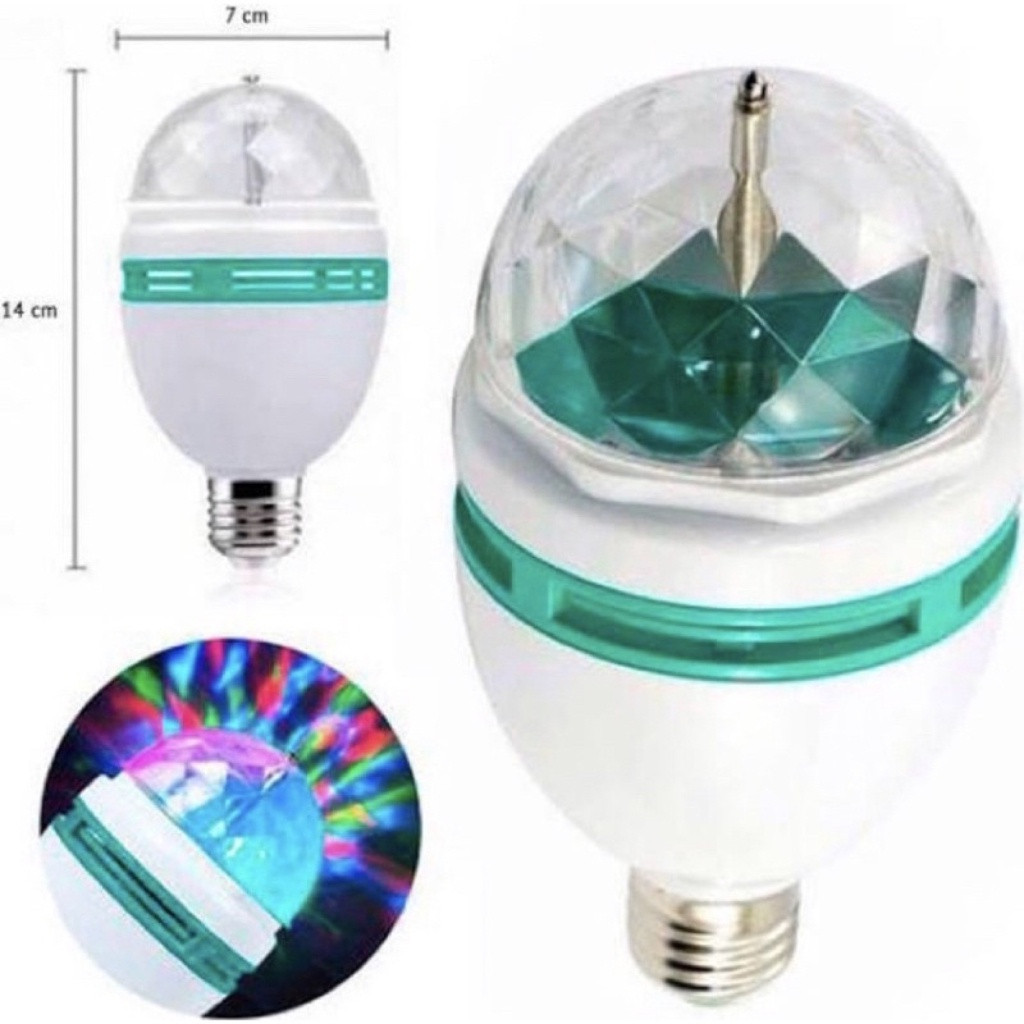 KIT COM10 Lâmpada Giratória Colorida Led Bola Maluca Rgb + Adaptador Tomada para Festas Baladas
