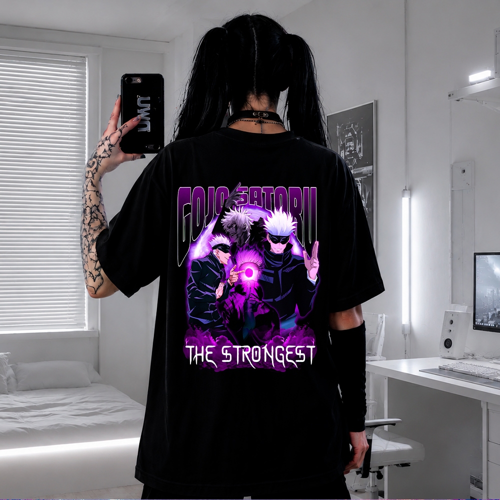 Camiseta Anime Jujutsu Kaisen Gojo Satoru Oversized Premium Streetwear Casual Academia Treino
