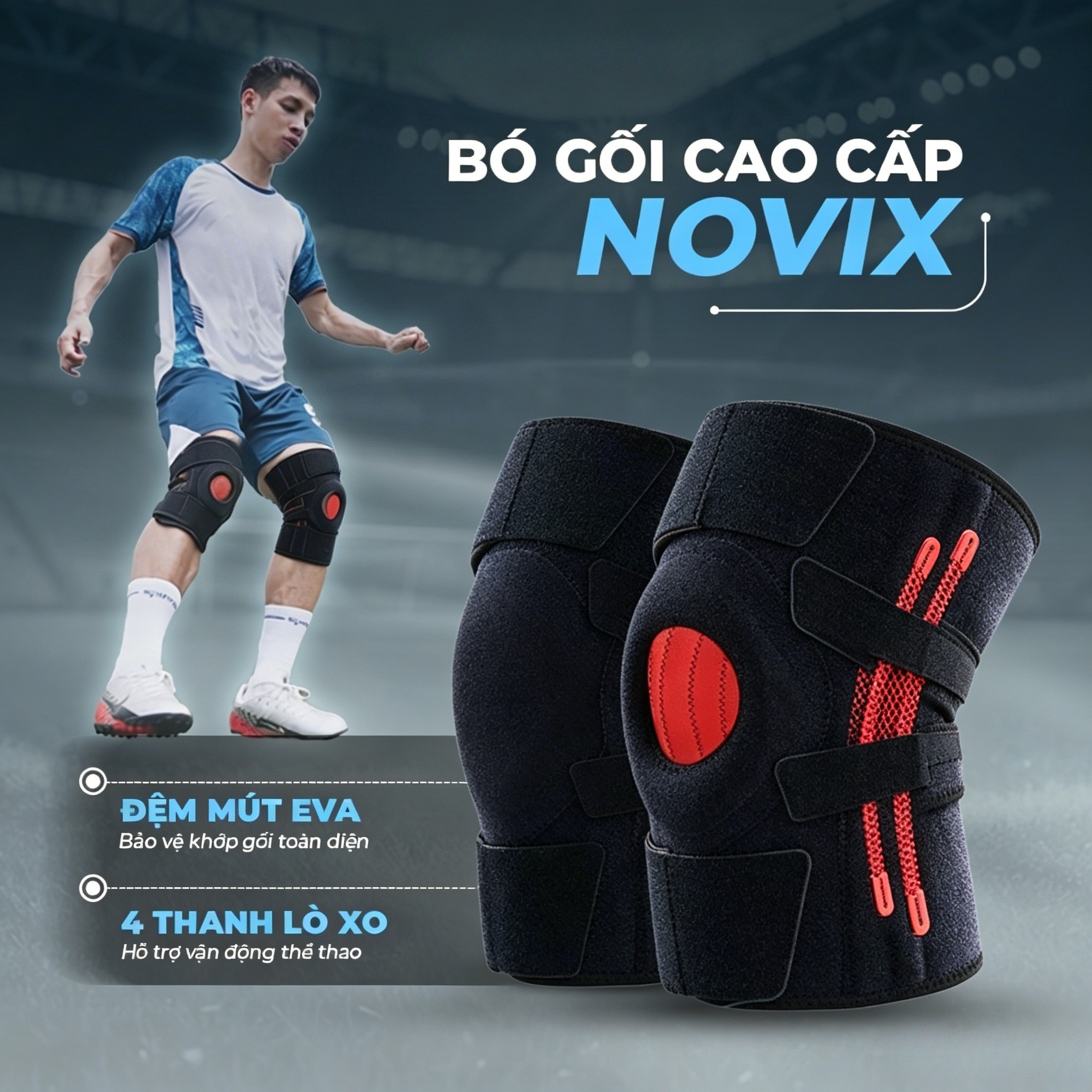 4 Molas De Metal Eva Pad Knee Strap , Alças Ajustáveis Envoltório De Compressão Respirável Para Corrida Academia Ao Ar L