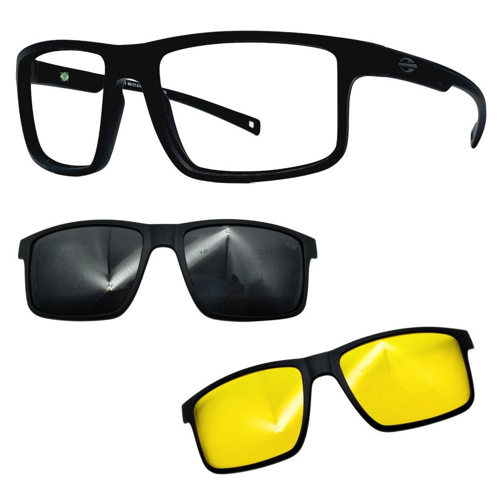 Oculos Mormaii 6127 Swap 5 Preto Fosco Com 2 Clipons - Escolha a sua Combinação LIVE