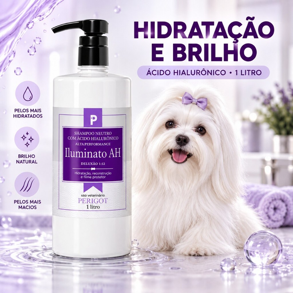 Shampoo para Cachorro Neutro Ácido Hialurônico Delux Iluminato 1L