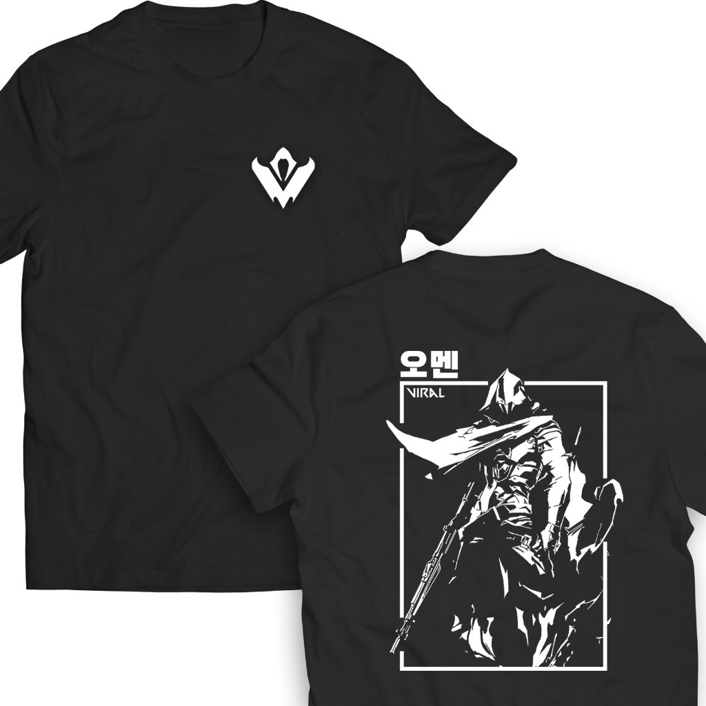 Camiseta Premium em Algodão Puro Camiseta Valorant Omen Frente e Costas T-shirt Controlador FPS Unissex Alternative