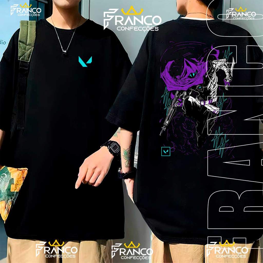 Camiseta Oversized Omen Jogo Valorant Video Game Personagem Camisa Unissex 100% Algodão