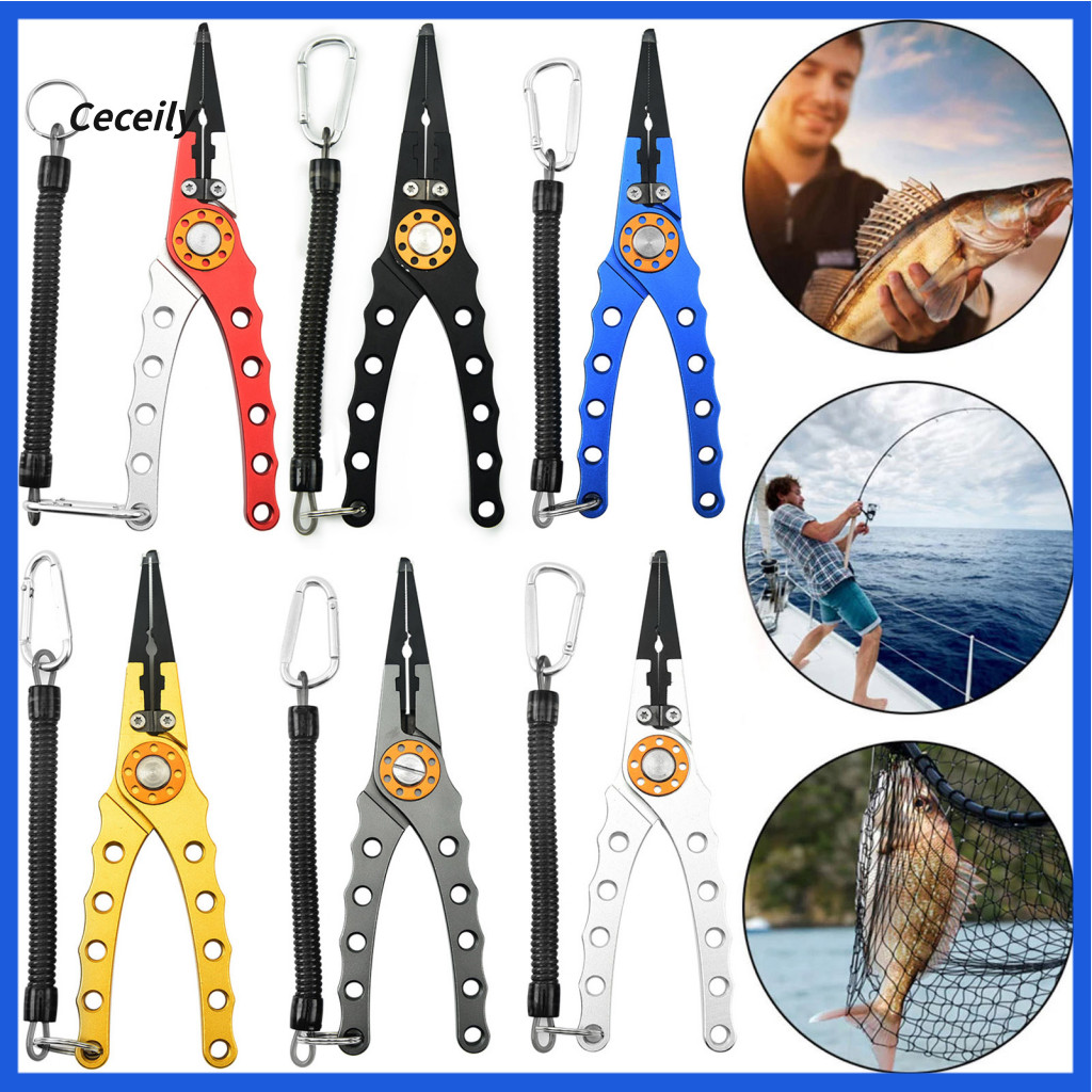 Fishing Tools Hook Remover Aluminum Pliers Resistant with Braided Line Cutter Split Ring Opener – Durable Surf Tackle