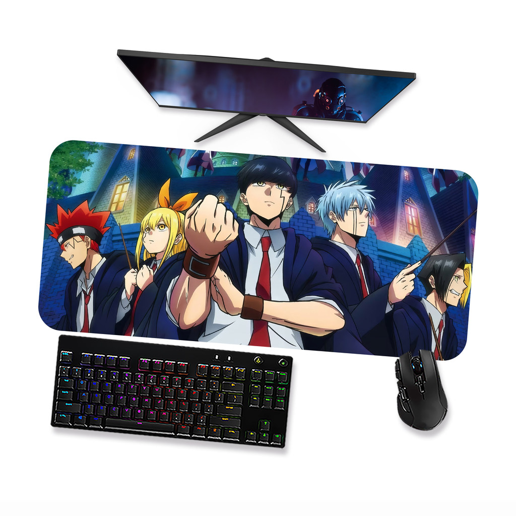 Mousepad Mashle Magic And Muscles Personagens  Gamer Grande 90x40 70x30 Speed Antiderrapante Borda Costurada OP5