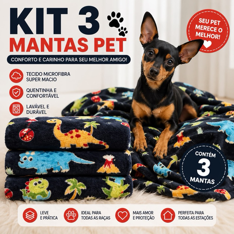 Manta Pet 80x60 cm para Cães, Gatos, Hamsters e Pequenos Animais