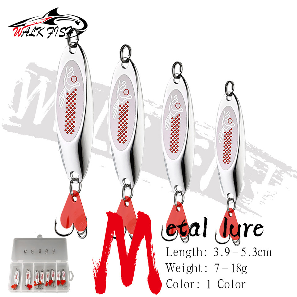 WALK Fish 1 Peça 7-18g Chapeamento A Laser Glitter Isca De Metal Artificial Escamas De Peixe Equipamento De Pesca Carpa