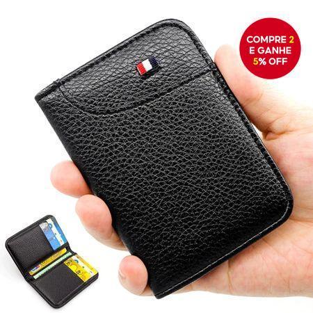 Carteira Masculina Ultra Fina RFID - Porta Cartões Multi-Função para Cartões de Crédito e RG