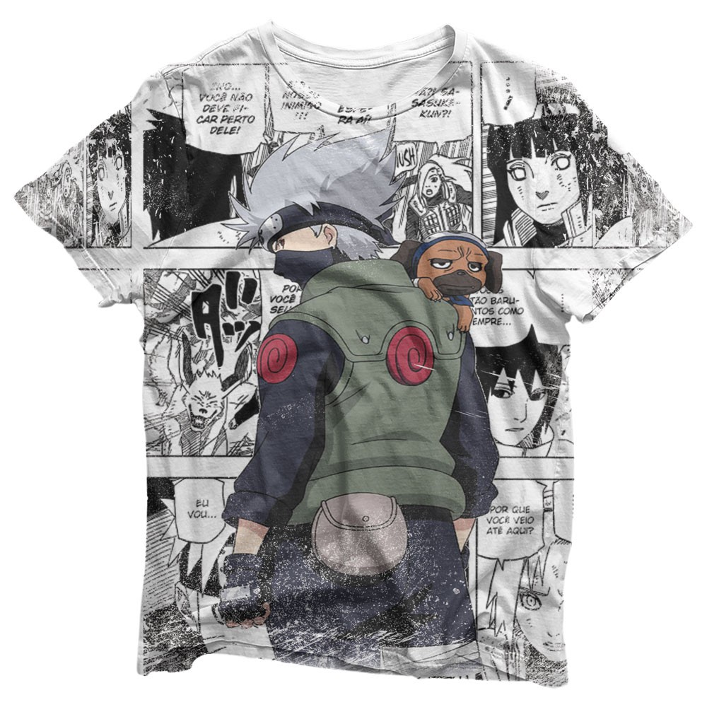 Camisa Kakashi & Pakkun Mangá - Camisas Naruto Estampa Total