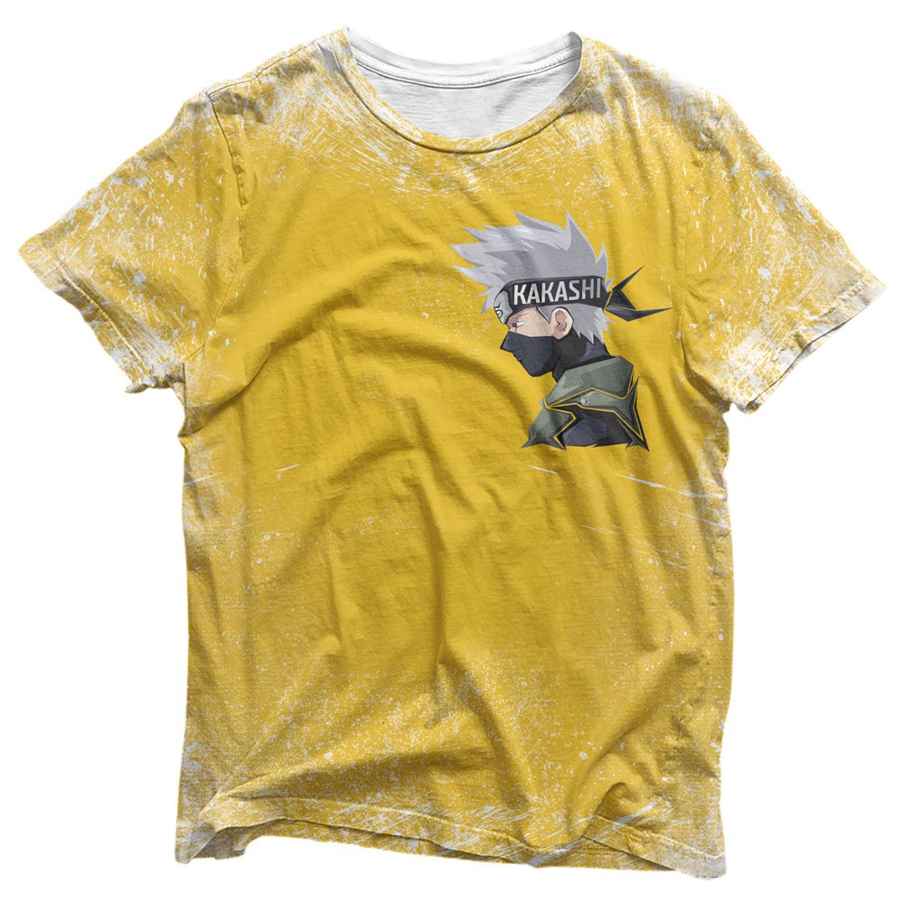 Camisa Kakashi Logo Arte no Peito - Camisas Naruto Estampa Total