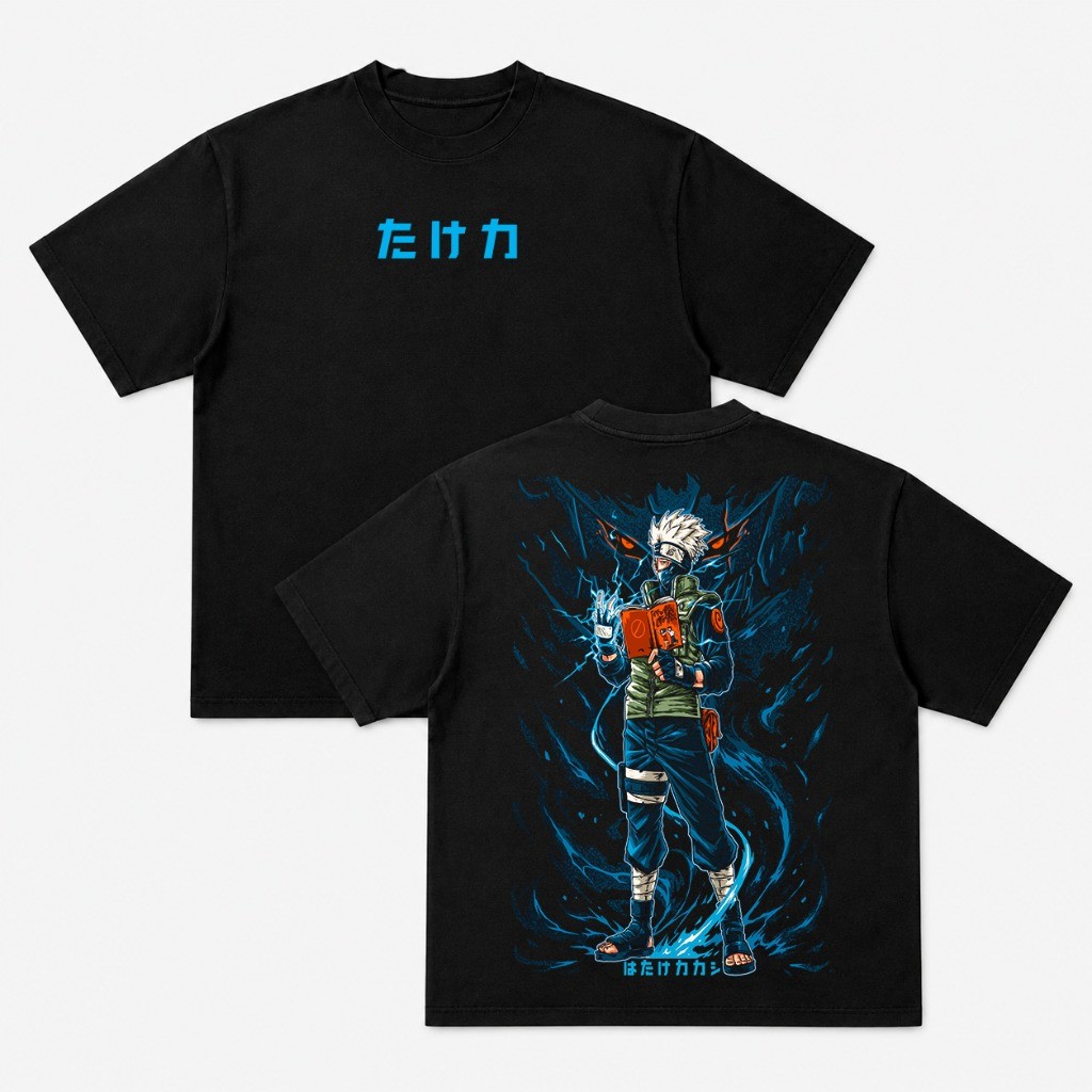 Camiseta Naruto Kakashi Hatake Anime Oversized 100% Algodão Unissex Otaku