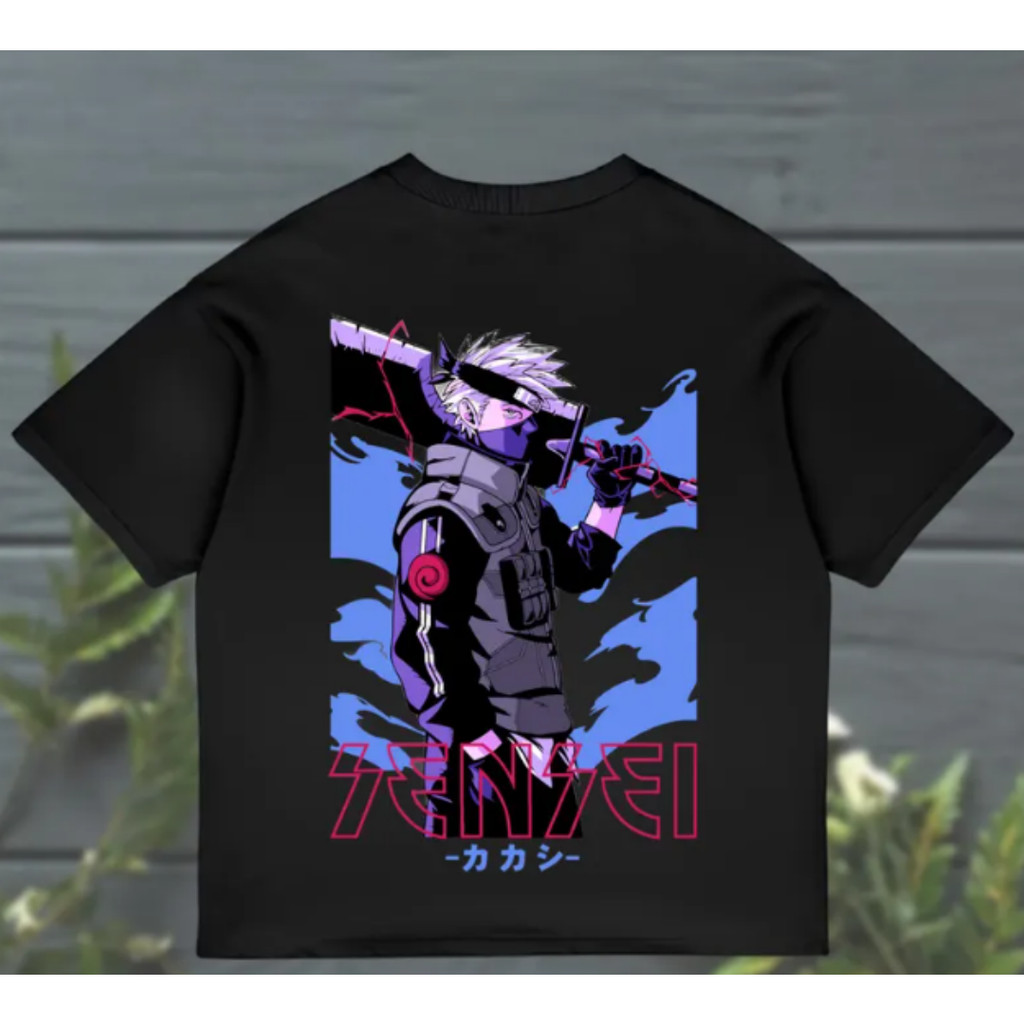 Camiseta Unissex Oversized Plus Size Feminina Masculina Estilosa De , De Corte Solto, Com Kakashi Hatake, De Naruto, E O