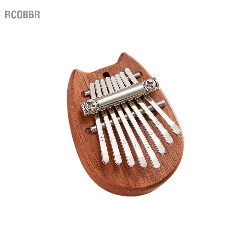 Rcobbr Mini Kalimba 8 teclas polegar piano madeira metal dedo pequeno formato de gato fofo 7x5cm instrumento musical