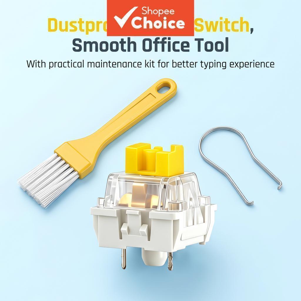 ITLY Kit de Interruptores de Teclado Mecânico Linear Amarelo à Prova de Poeira, Pré-Lubrificado com Extrator de Metal e