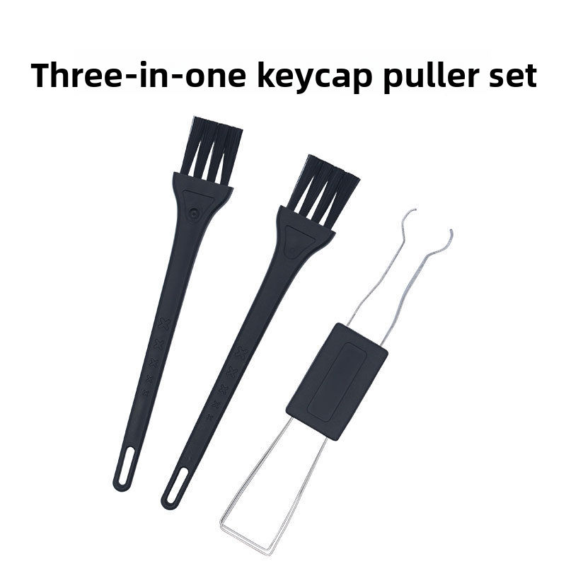 Conjunto 3 em 1 Extrator de Teclas de Metal, Ferramenta Removedora com 2 Escovas de Limpeza, Kit de Manutenção para
