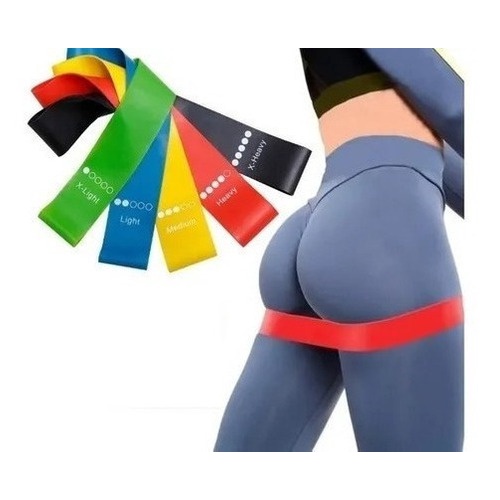Kit 5 Faixas Elásticas Mini Band para Exercícios Pilates e Treino Funcional