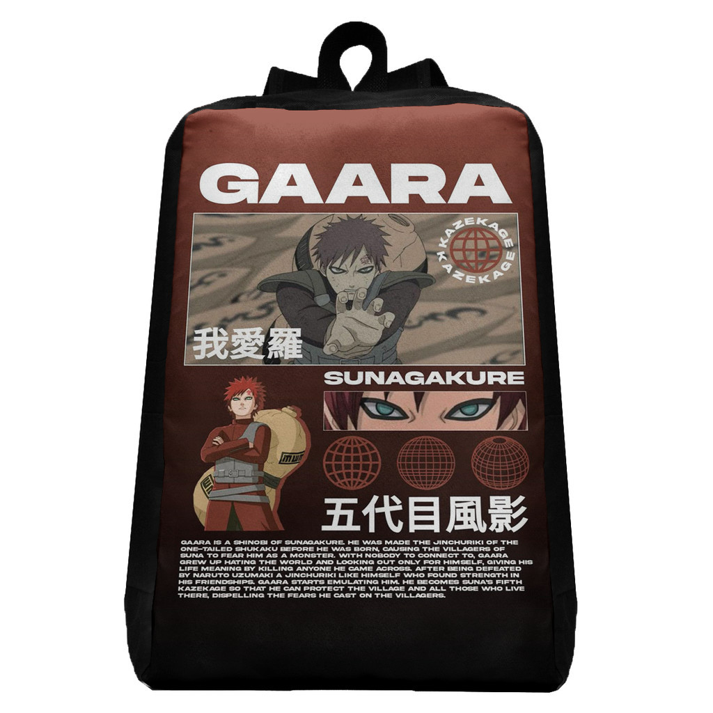 Mochila Anime Naruto Gaara Sunagakure Menina e Menino Infantil Volta as aulas