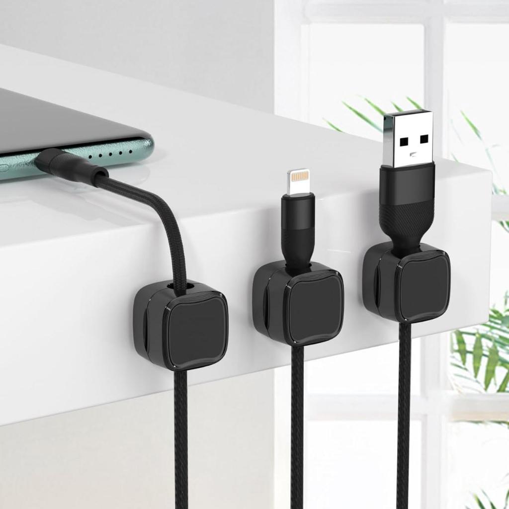 Organizador de Fios Magnético Portátil - Fixador de Cabos Autoadesivo, Prático para Celular, Tablet e Mais