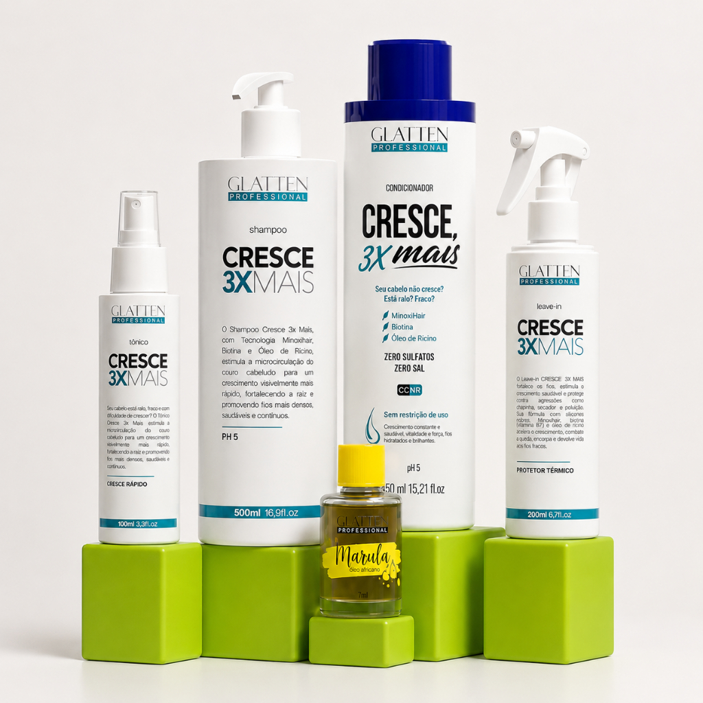 Combo Cresce 3x Mais - Shampoo, Condicionador, Leave-in, Tônico