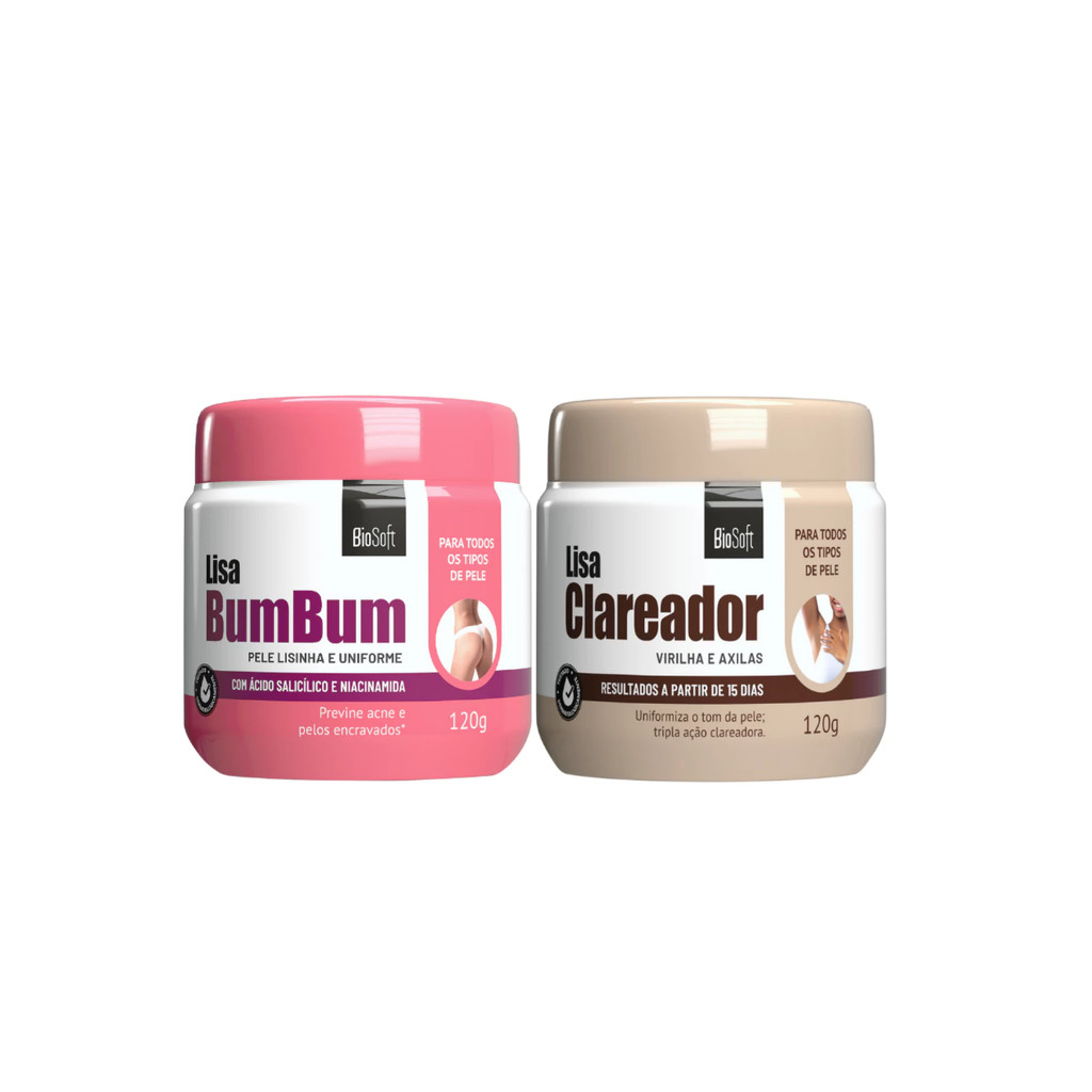 Combo BioSoft Lisa BumBum e Clareador para Virilha e Axilas – 2 Unidades 120g