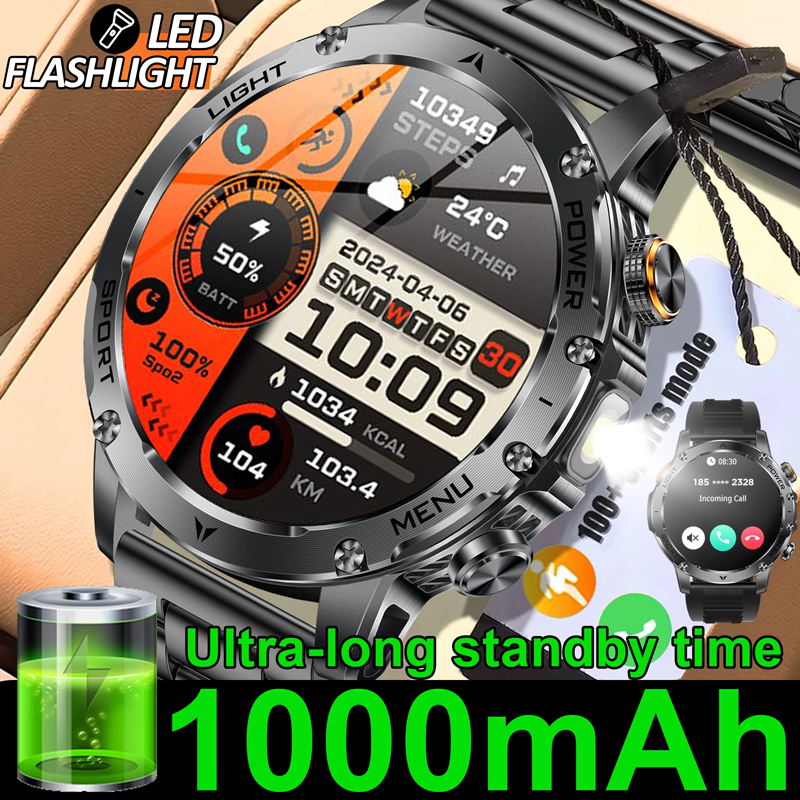 Multifuncional Relógio Inteligente Masculino 1000mAh Grande Capacidade Bateria Esporte