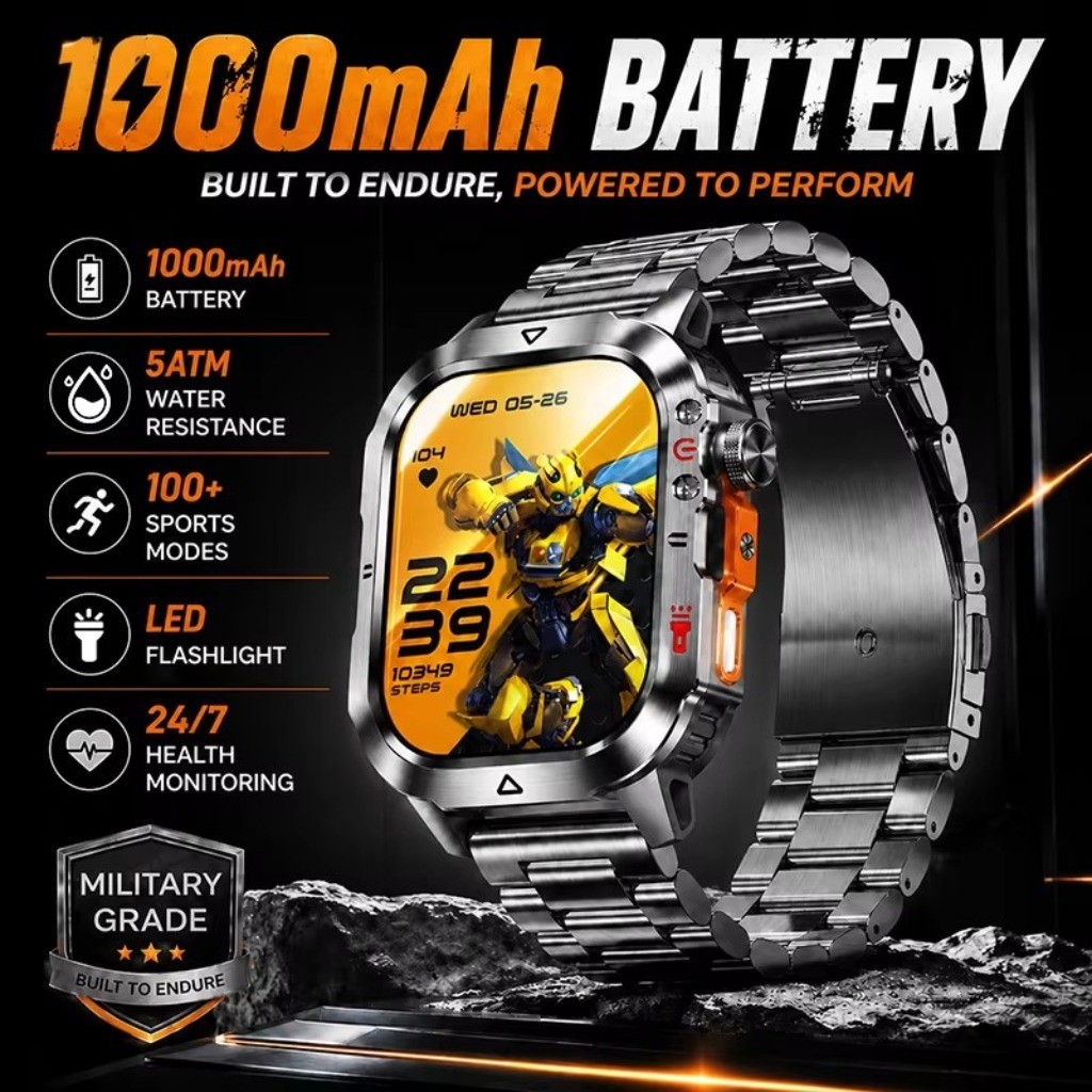 Novo 1000 MAh Bateria Militar Smartwatch 2.01 