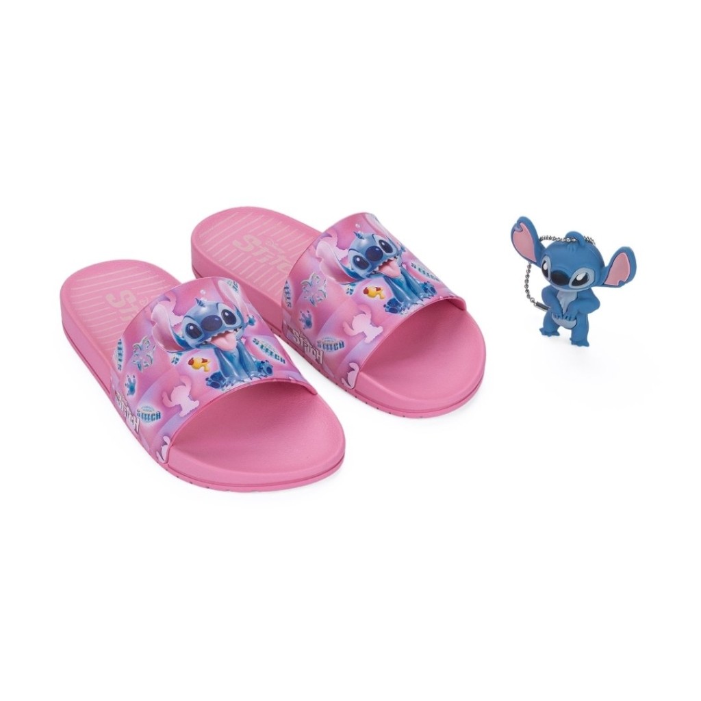 Chinelo Slide Infantil Grendene Disney Key Stitch Menina Chaveiro
