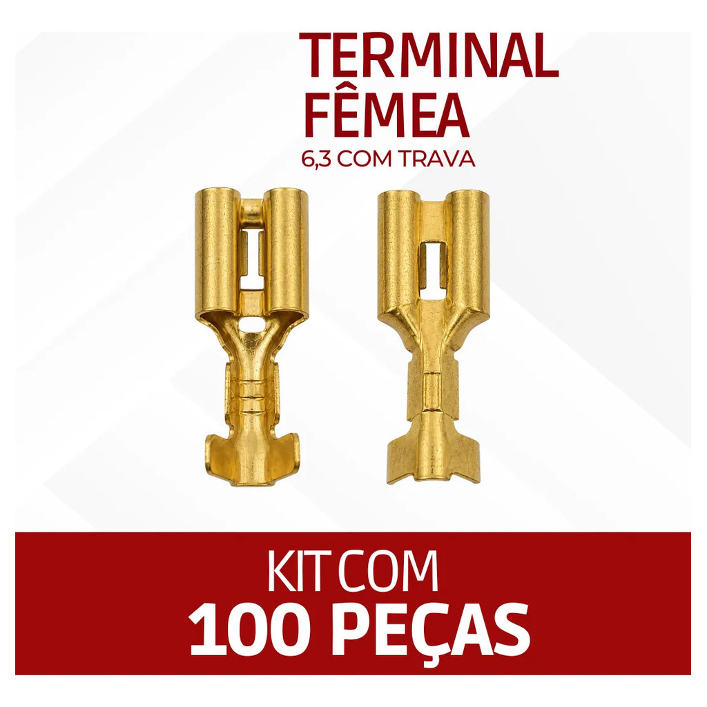 Terminal Encaixe Fêmea 6,3 Com Trava Latão- Cento