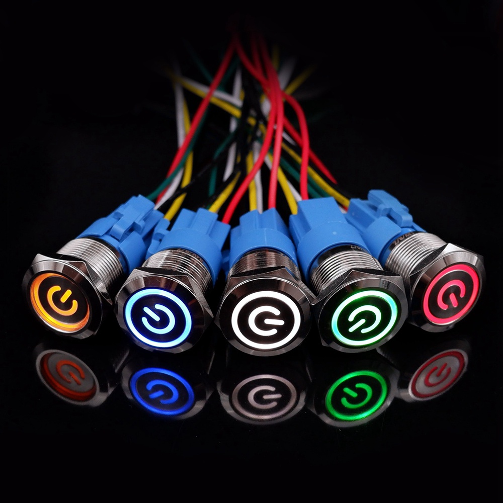 22mm Impulso De Metal Botões Interruptor 12V Pc On Off Power Start Stop Para O Carro Luz Momentâneo Sem Fixação 5 V 220V