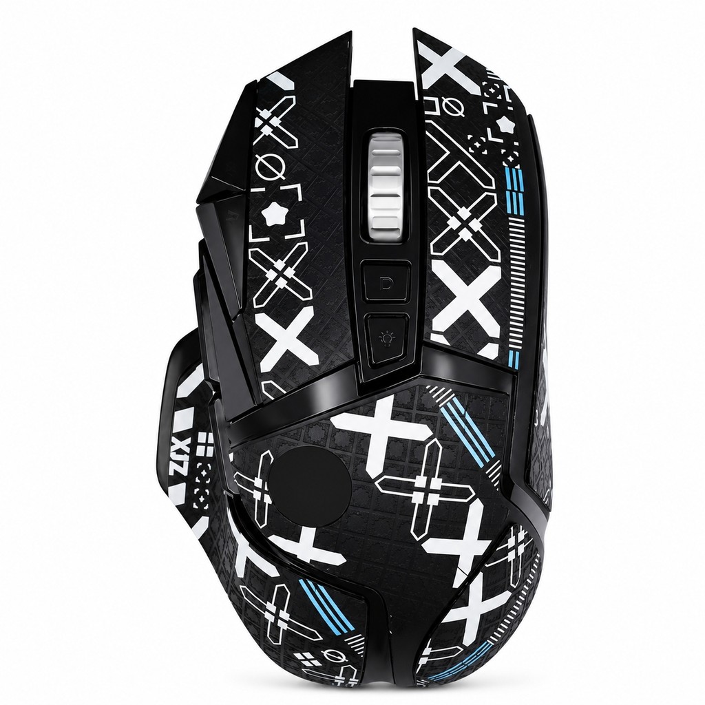 Adesivo para Mouse Logitech G502 Preto c/ X Branco
