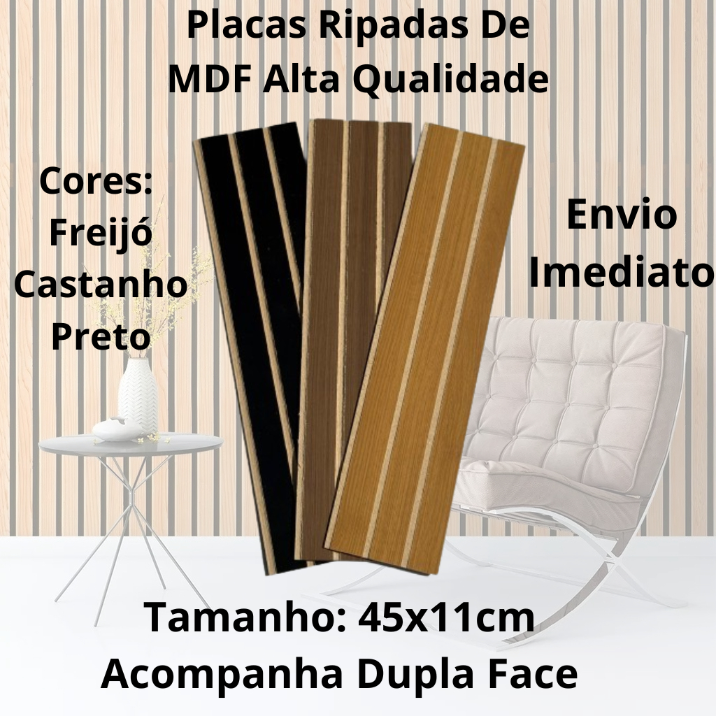 Kit 20 Placas Painel Ripado Autocolante 45x11cm Qualidade Premium – Envio Imediato