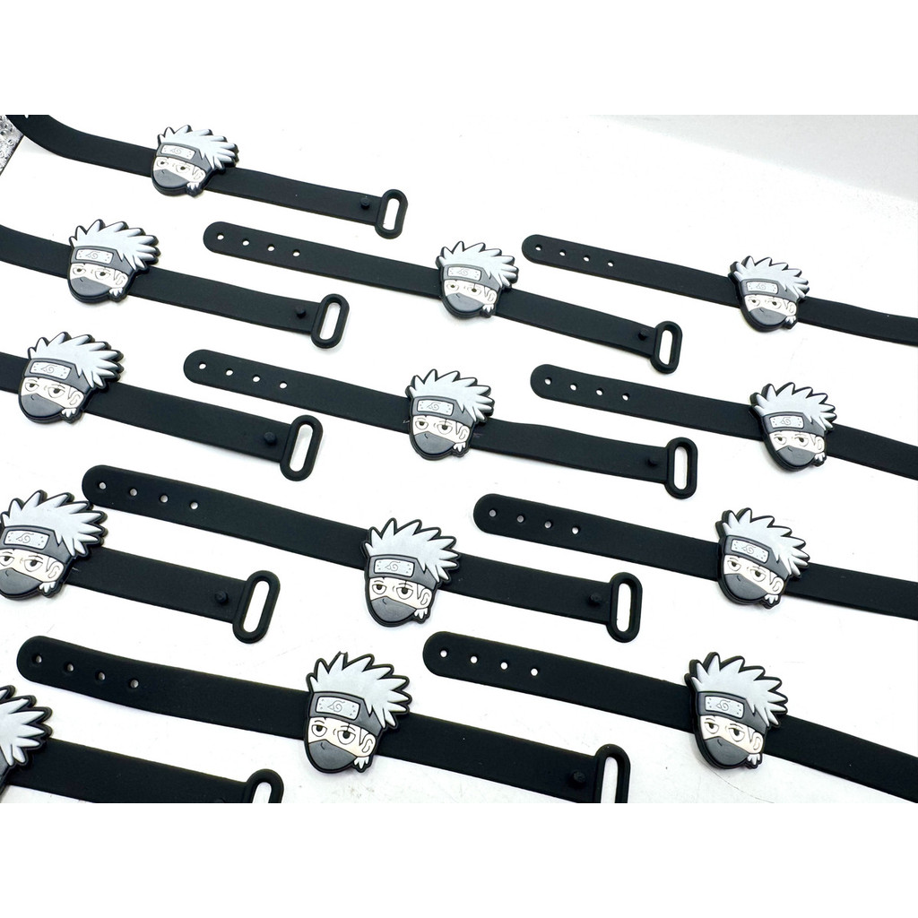 Lembrancinha Kakashi 10un Pulseirinha Ajustavel Emborrachado Anime Tema